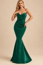 Rutipo Dark Green Trumpet/Mermaid V-Neck Sleeveless Floor-Length Matte Satin Bridesmaid Dresses