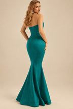 Rutipo Jade Trumpet/Mermaid V-Neck Sleeveless Floor-Length Matte Satin Bridesmaid Dresses