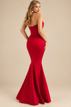 Rutipo Red Trumpet/Mermaid V-Neck Sleeveless Floor-Length Matte Satin Bridesmaid Dresses