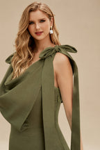Rutipo Olive Green Cowl Neck Sleeveless Floor-Length Bridesmaid Dresses