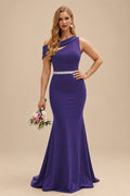 Rutipo As Picture Sheath/Column Asymmetrical Sleeveless Sweep Train Bridesmaid Dresses