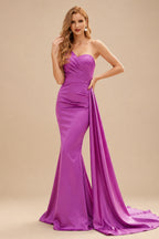 Rutipo As Picture Sheath/Column One-Shoulder Sleeveless Silk Like Satin Bridesmaid Dresses