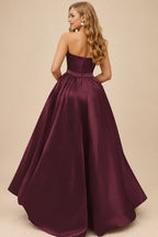 Rutipo Cabernet Ball-Gown/Princess Sleeveless Strapless Satin Asymmetrical Bridesmaid Dresses