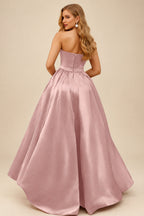 Rutipo Dusty Rose Ball-Gown/Princess Sleeveless Strapless Satin Asymmetrical Bridesmaid Dresses