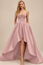Rutipo Dusty Rose Ball-Gown/Princess Sleeveless Strapless Satin Asymmetrical Bridesmaid Dresses