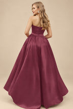 Rutipo Mulberry Ball-Gown/Princess Sleeveless Strapless Satin Asymmetrical Bridesmaid Dresses