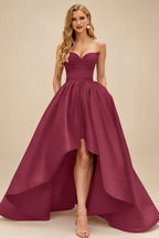 Rutipo Mulberry Ball-Gown/Princess Sleeveless Strapless Satin Asymmetrical Bridesmaid Dresses
