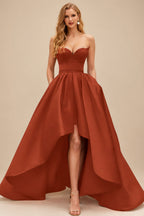 Rutipo Terracotta Ball-Gown/Princess Sleeveless Strapless Satin Asymmetrical Bridesmaid Dresses