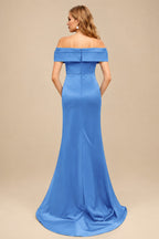 Rutipo As Picture Trumpet/Mermaid Off-The-Shoulder Sleeveless Sweep Train Satin Bridesmaid Dresses