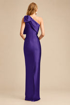 Rutipo Regency Sheath/Column One-Shoulder Satin Evening Dresses With Bow(s)