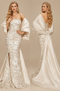 Rutipo As Picture Trumpet/Mermaid Off-The-Shoulder Sequined Evening Dresses With Split Front