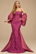Rutipo Cinnamon Rose Trumpet/Mermaid Off-The-Shoulder Sequined Evening Dresses With Split Front