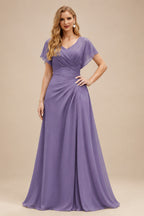 Rutipo Tahiti A-Line Cowl Neck Sleeveless Court Train Satin Evening Dresses With Pleated/High Split