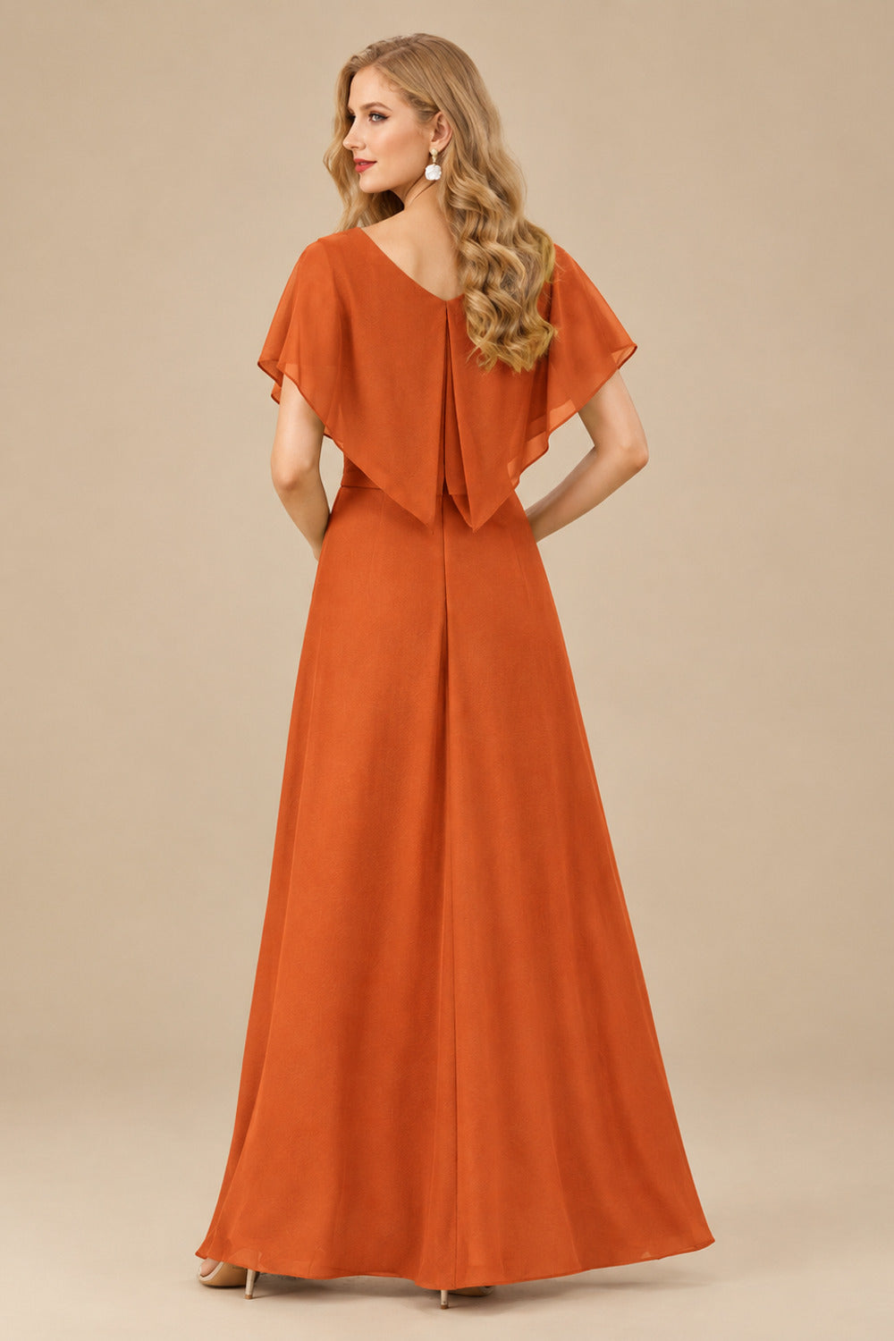 Rutipo Burnt Orange Sheath/Column Illusion Neck Knee-Length Satin Mother Of The Bride Dresses With Lace