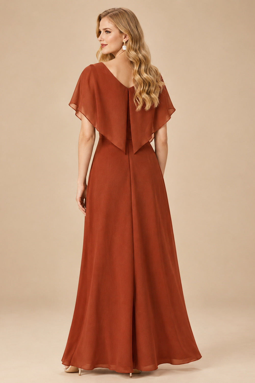 Rutipo Terracotta Sheath/Column Illusion Neck Knee-Length Satin Mother Of The Bride Dresses With Lace