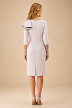 Rutipo As Picture Sheath Scoop Neck 3/4 Sleeves Knee-Length Mother Of The Bride Dresses With Ruffle