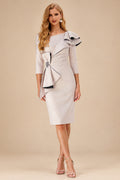 Rutipo As Picture Sheath Scoop Neck 3/4 Sleeves Knee-Length Mother Of The Bride Dresses With Ruffle