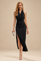Rutipo Black Modern Halter Sleeveless Ankle-Length Mother Of The Bride Dresses