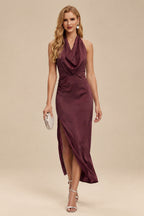 Rutipo Cabernet Modern Halter Sleeveless Ankle-Length Mother Of The Bride Dresses
