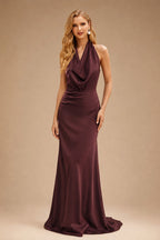 Rutipo Cabernet Modern Halter Sleeveless Ankle-Length Mother Of The Bride Dresses