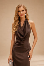 Rutipo Chocolate Modern Halter Sleeveless Ankle-Length Mother Of The Bride Dresses