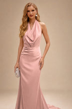 Rutipo Dusty Rose Modern Halter Sleeveless Ankle-Length Mother Of The Bride Dresses