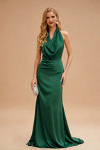 Rutipo Hunter Green Modern Halter Sleeveless Ankle-Length Mother Of The Bride Dresses