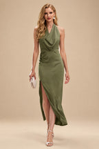 Rutipo Olive Green Modern Halter Sleeveless Ankle-Length Mother Of The Bride Dresses