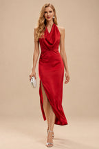 Rutipo Red Modern Halter Sleeveless Ankle-Length Mother Of The Bride Dresses