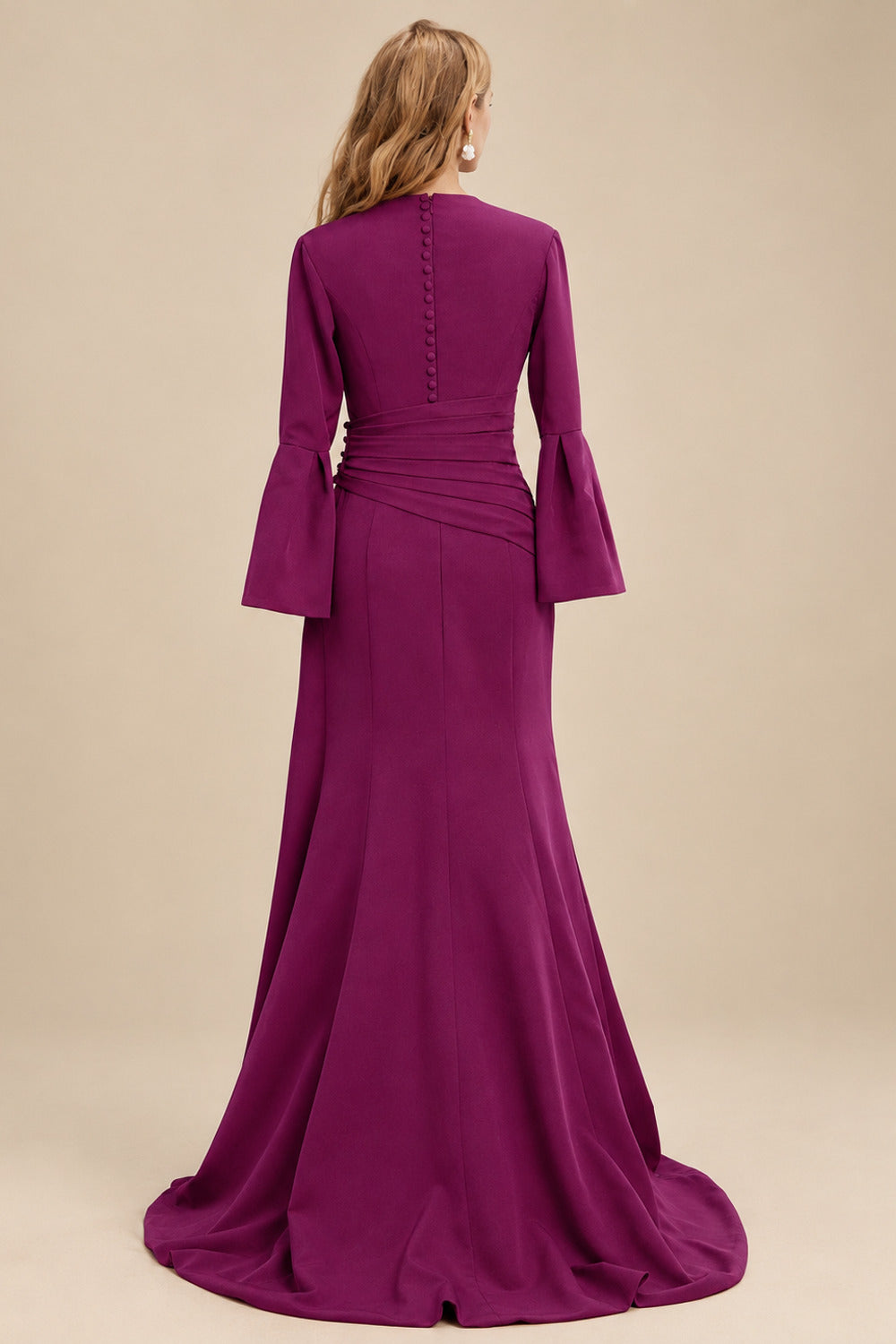 Rutipo Orchid Sheath/Column V-Neck Long Sleeves Mother Of The Bride Dresses