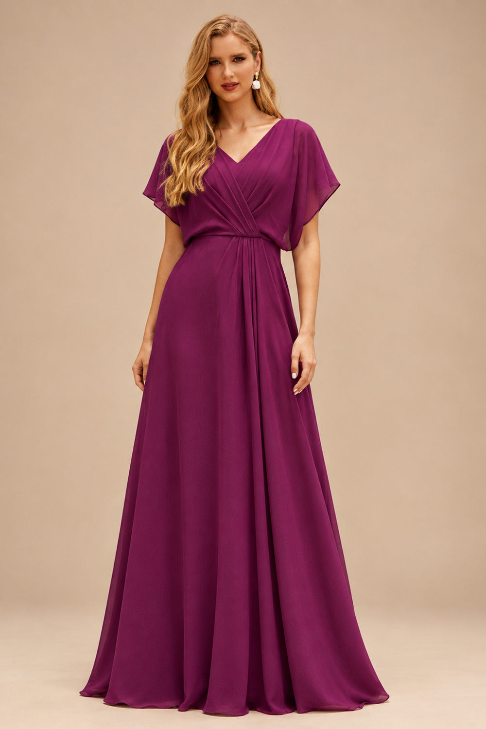 Rutipo Orchid Sheath/Column V-Neck Long Sleeves Mother Of The Bride Dresses