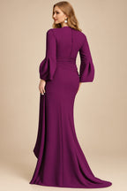 Rutipo Orchid Sheath/Column V-Neck Long Sleeves Mother Of The Bride Dresses