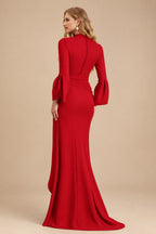 Rutipo Red Sheath/Column V-Neck Long Sleeves Mother Of The Bride Dresses
