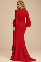Rutipo Red Sheath/Column V-Neck Long Sleeves Mother Of The Bride Dresses