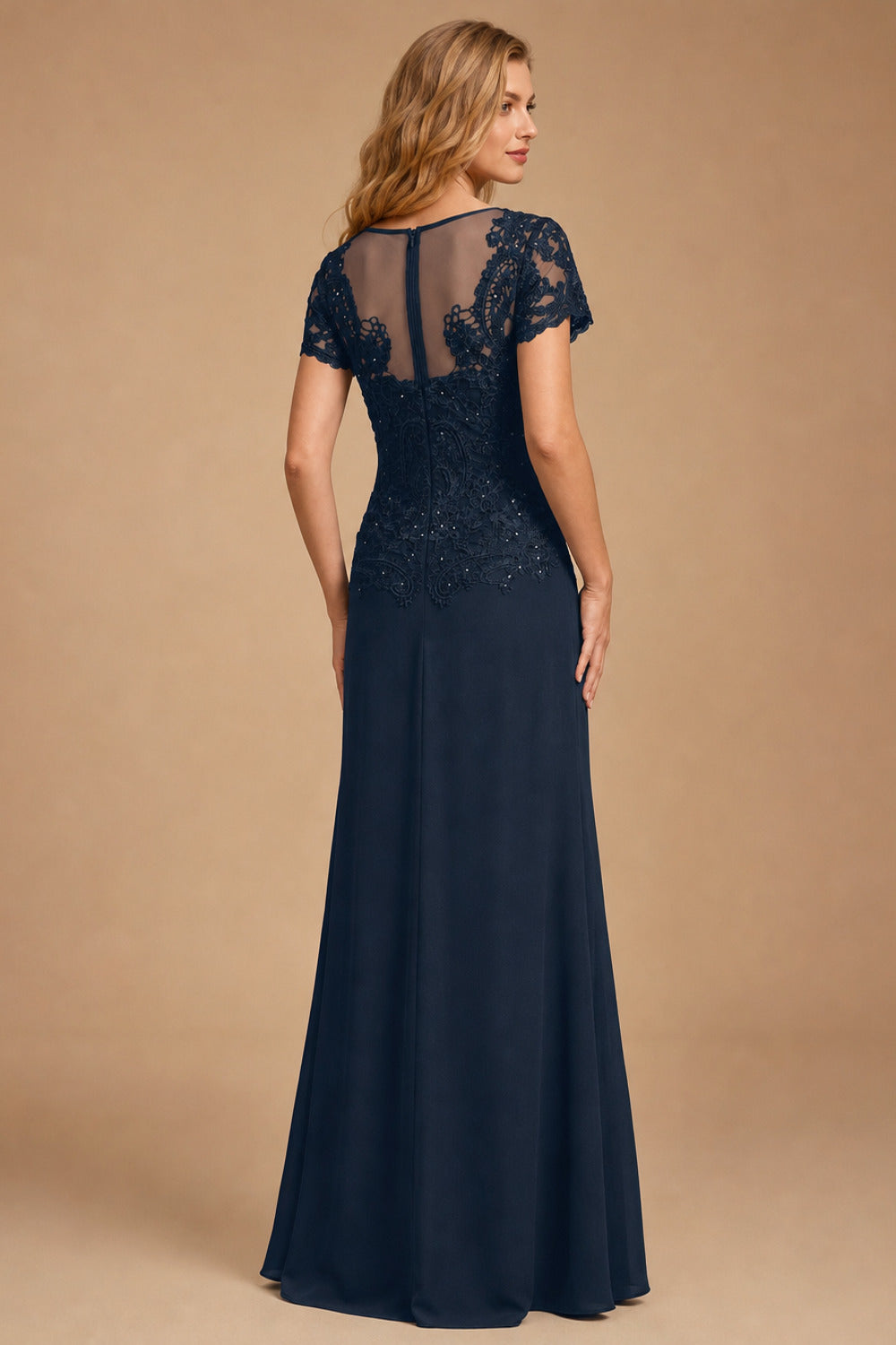 Rutipo Dark Navy Sheath/Column Sweetheart Chiffon/Lace Mother Of The Bride Dresses