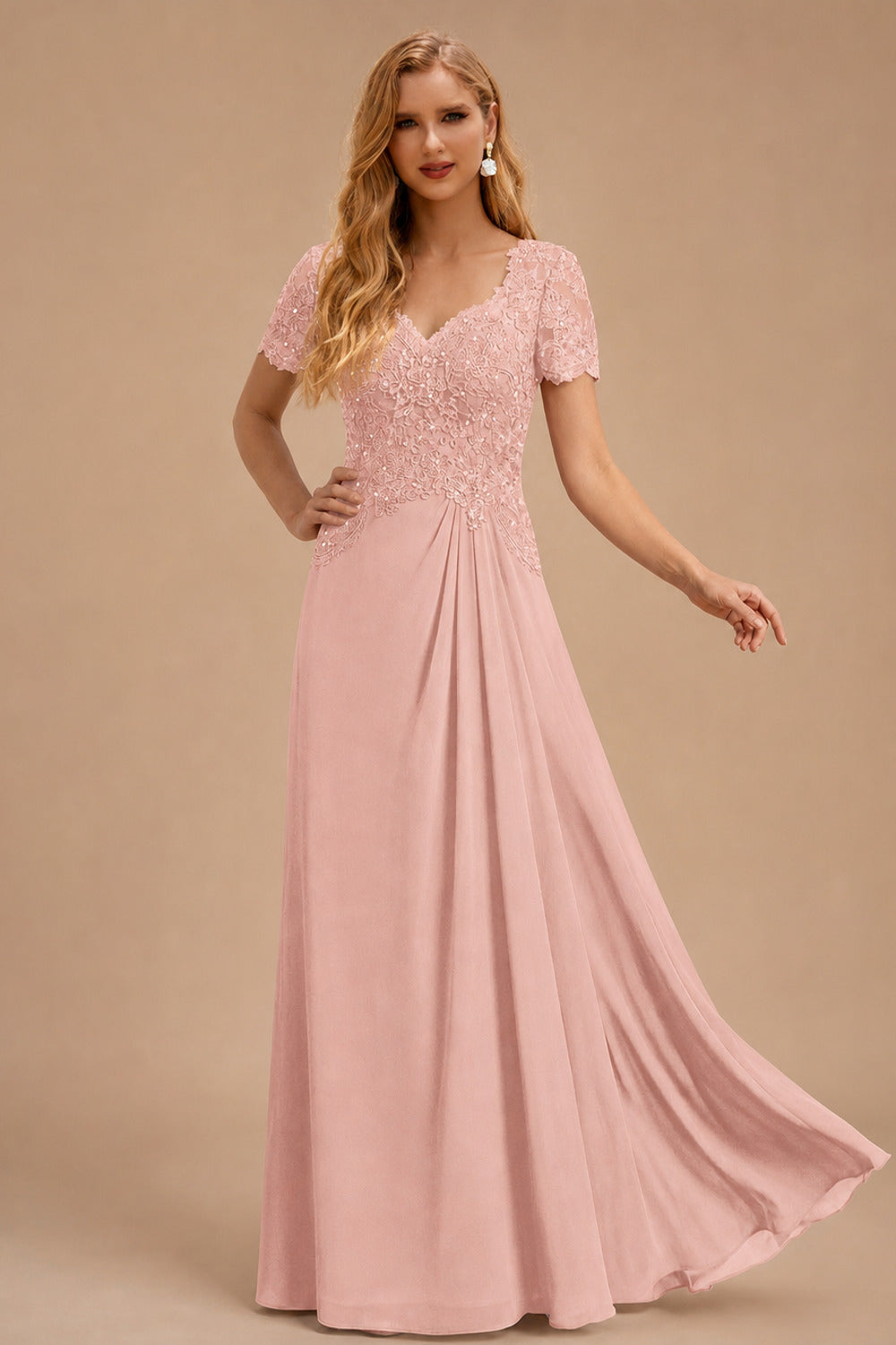 Rutipo Dusty Rose Sheath/Column Sweetheart Chiffon/Lace Mother Of The Bride Dresses