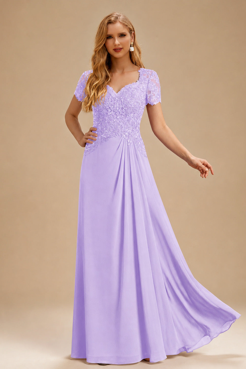 Rutipo Lilac Sheath/Column Sweetheart Chiffon/Lace Mother Of The Bride Dresses