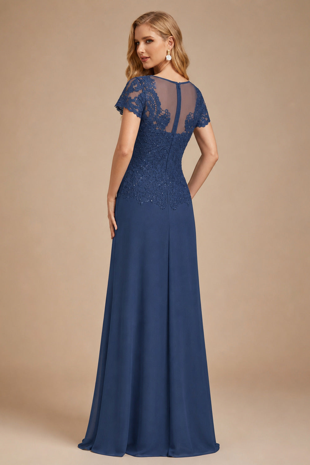 Rutipo Navy Blue Sheath/Column Sweetheart Chiffon/Lace Mother Of The Bride Dresses