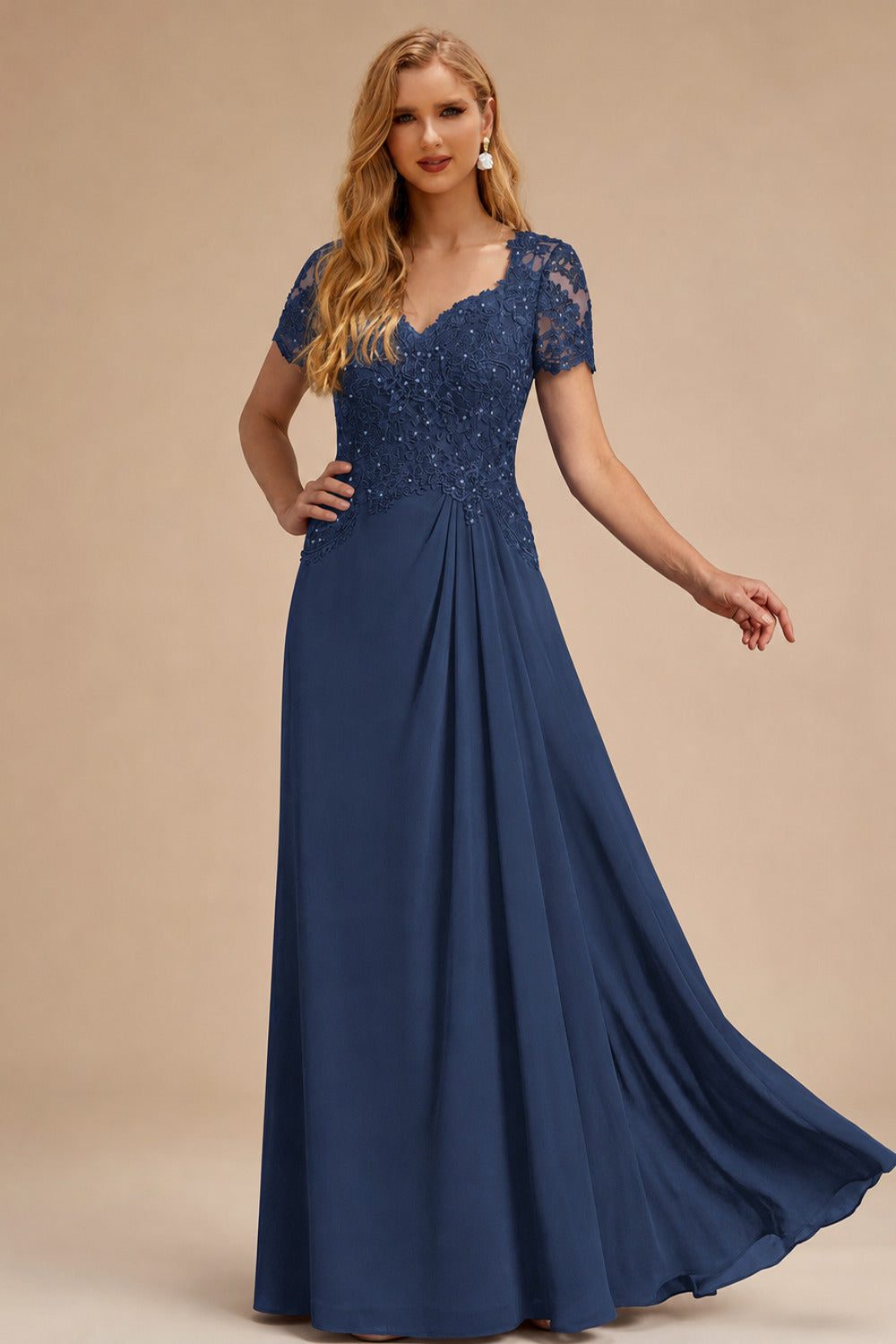 Rutipo Navy Blue Sheath/Column Sweetheart Chiffon/Lace Mother Of The Bride Dresses