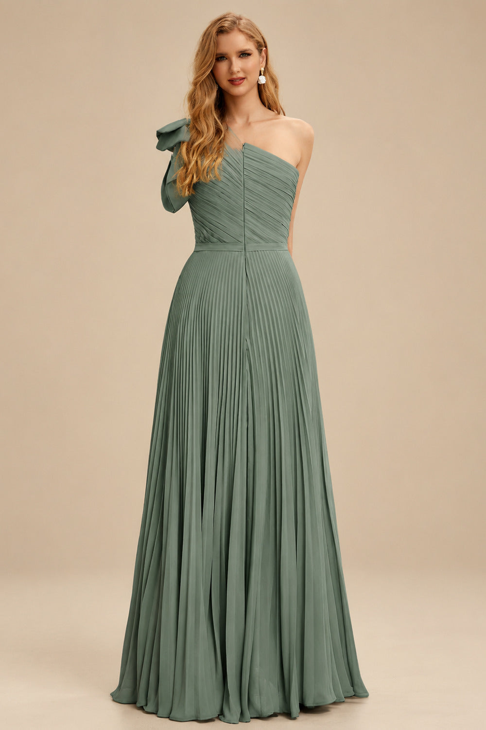 Rutipo As Picture Elegant Pleated One-Shoulder Sleeveless Floor-Length Mother Of The Bride Dresses With Pleated