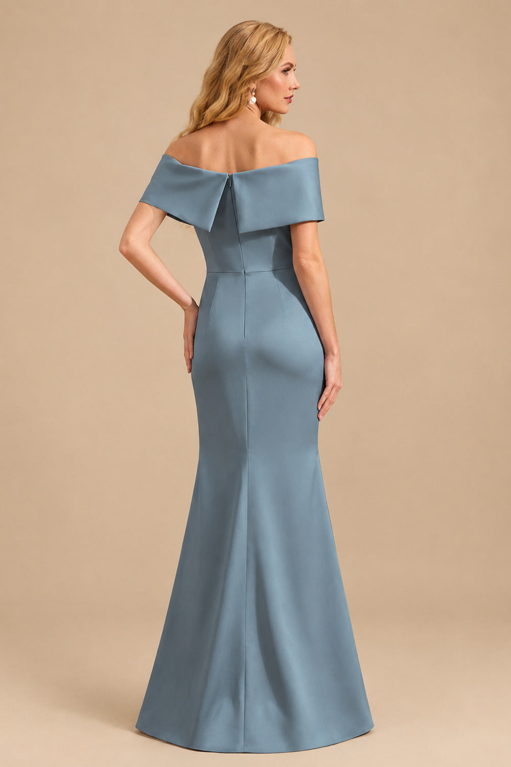 Rutipo As Picture Sheath/Column Off-The-Shoulder Sleeveless Satin Mother Of The Bride Dresses