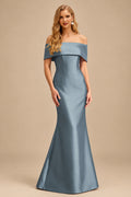 Rutipo As Picture Sheath/Column Off-The-Shoulder Sleeveless Satin Mother Of The Bride Dresses