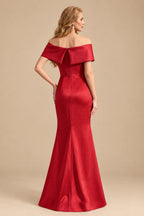 Rutipo Red Sheath/Column Off-The-Shoulder Sleeveless Satin Mother Of The Bride Dresses