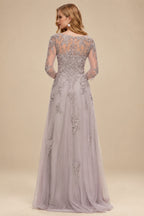 Rutipo As Picture A-Line V-Neck 3/4 Sleeves Tulle Mother Of The Bride Dresses With Appliques Lace
