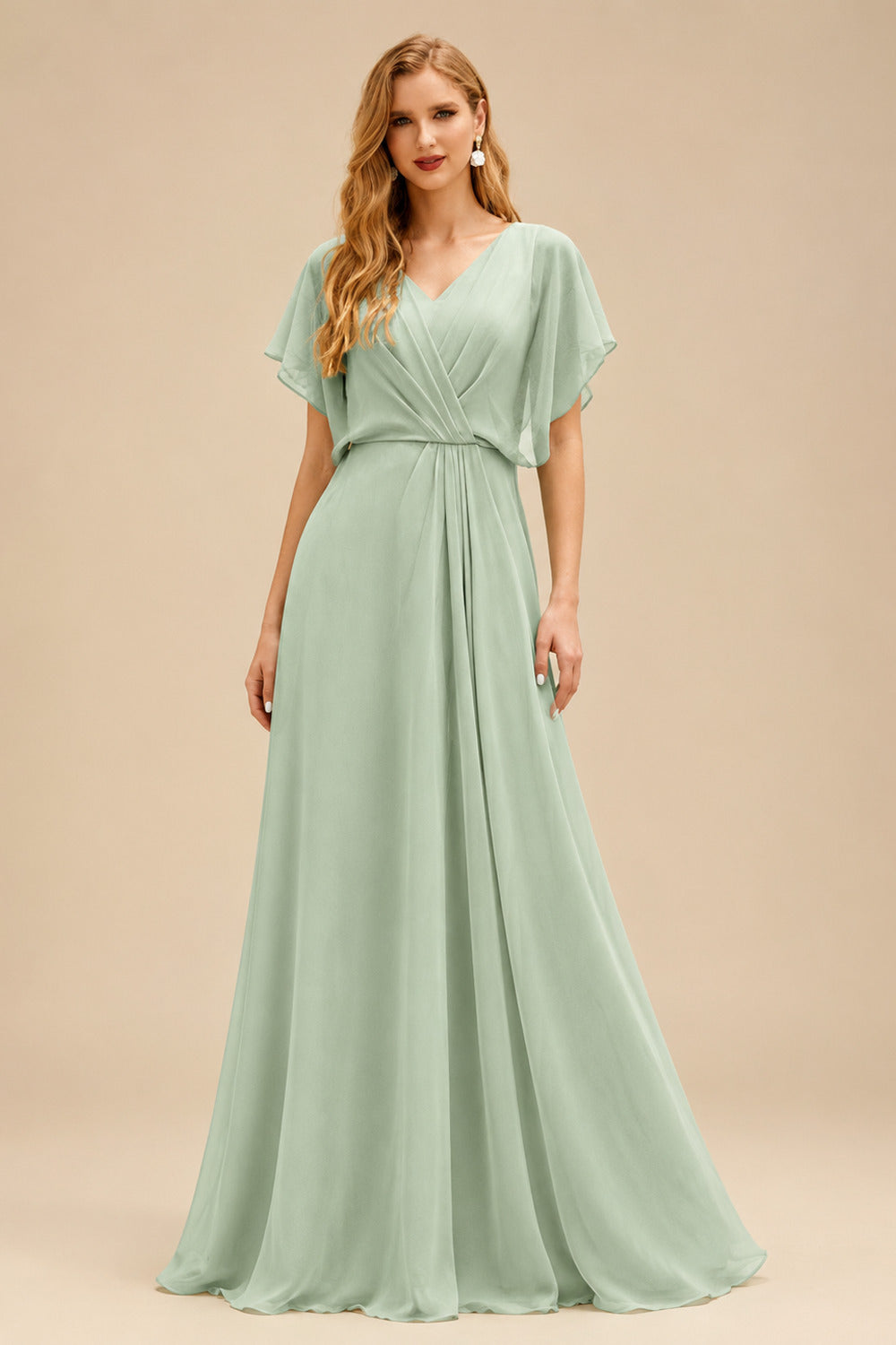 Rutipo Celadon A-Line V-Neck 3/4 Sleeves Tulle Mother Of The Bride Dresses With Appliques Lace