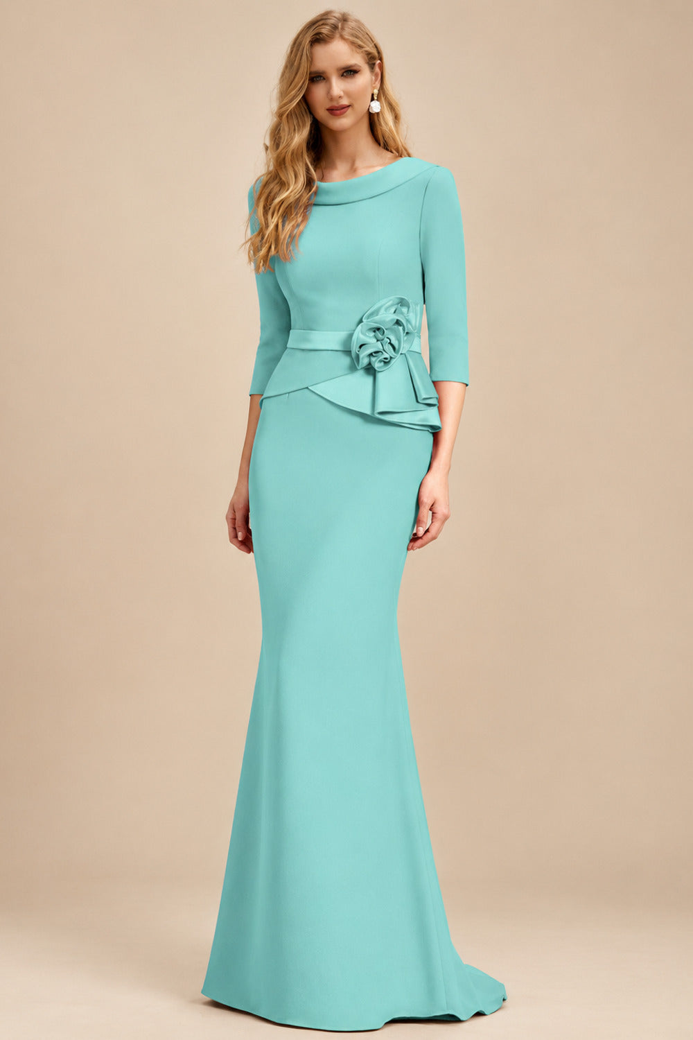 Rutipo Spa Sheath/Column Elastic Satin Mother Of The Bride Dresses With Flower(s)