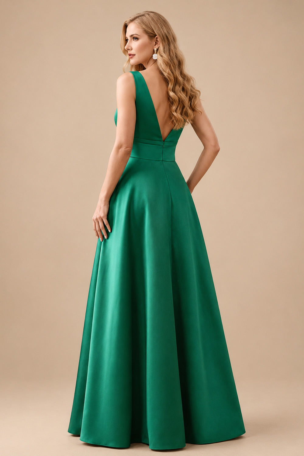 Rutipo As Picture A-Line V-Neck Sleeveless Floor-Length Satin Mother Of The Bride Dresses With Bow(s)