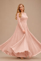Rutipo Dusty Rose A-Line Pleated Long Sleeves Floor-Length Chiffon Mother Of The Bride Dresses