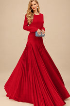 Rutipo Red A-Line Pleated Long Sleeves Floor-Length Chiffon Mother Of The Bride Dresses