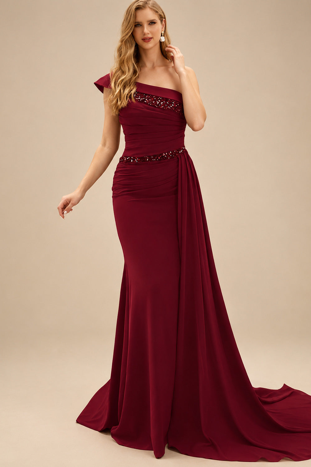 Rutipo Burgundy Sheath/Column Chiffon Mother Of The Bride Dresses With High Split